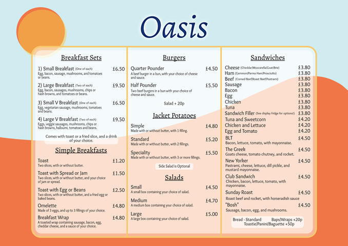 Oasis Menu - Banner